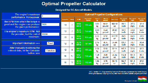 Optimal propeller calculator  OPC