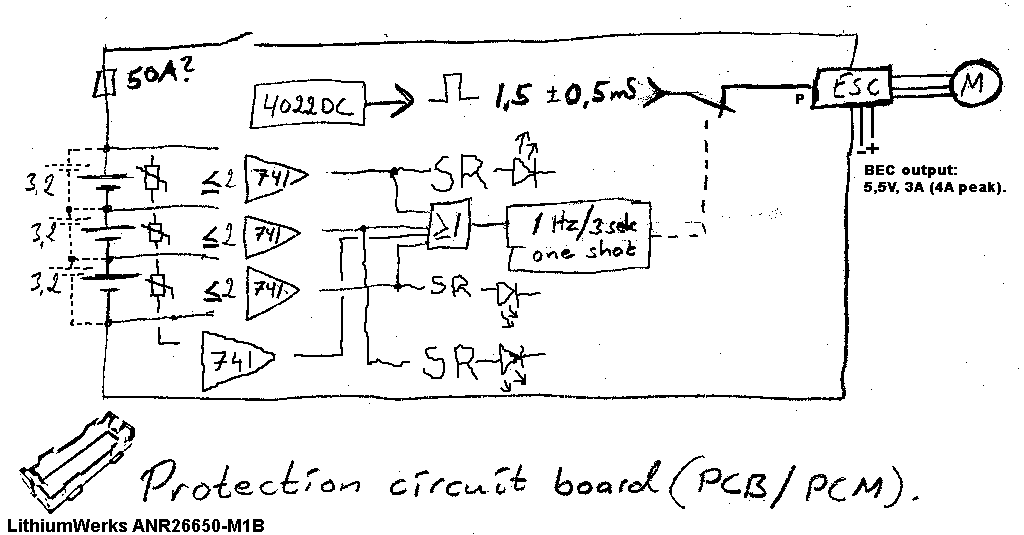 A protection circuit board (PCB/PCM).