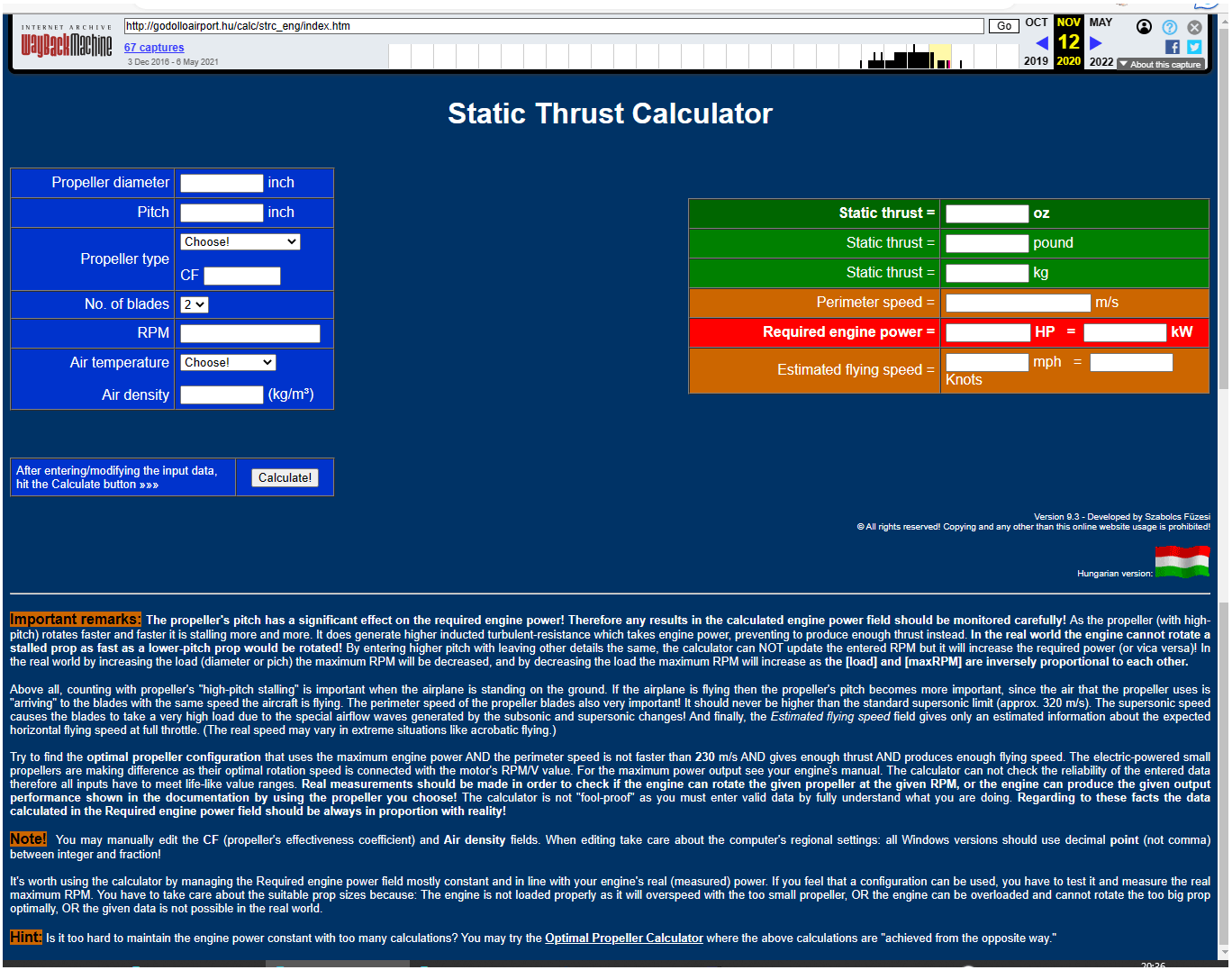 This file Static Thrust Calculator is COLLECTED BY the Internet Archive https://archive.org/